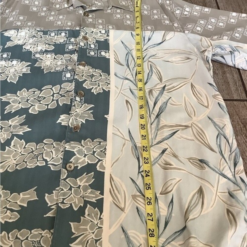 Men tropical Island colorblock patchwork Button-Front Hawaiian Bohemian Shirt - Picture 5 of 7